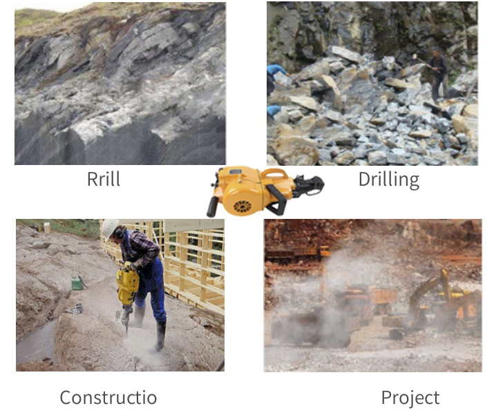 Herramientas perforadoras de suministro de fábrica, martillo rompedor de perforación, taladro de roca de gasolina YN27C 4